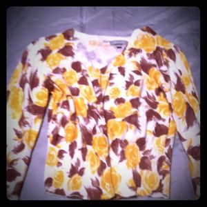 SALE! Yellow and brown floral mini sweater