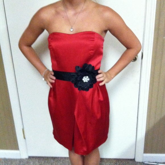 Red satin special occasion dress