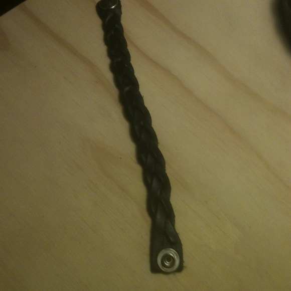 Black leather braided bracelet