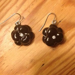 Black flower earrings