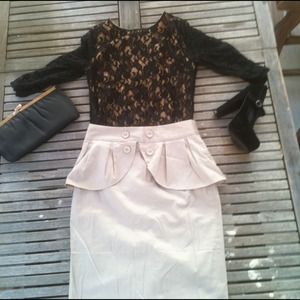 Dresses & Skirts - ❌REDUCED❌Cream Peplum Skirt Dresses & Skirts - ❌REDUCED❌Cream Peplum Skirt