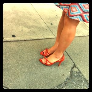 Orange Bebe leather sole orange snake skin