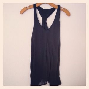 SOLD!Black racerback chiffon tank