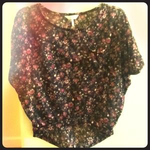 Floral semi-sheer crop top. Size small