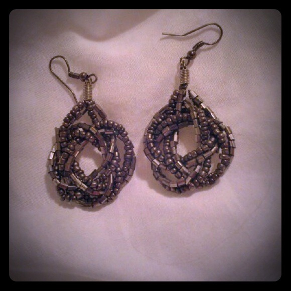 SOLD Pewter beaded  earrings