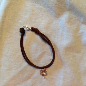Suede four leaf clover charm bracelet!