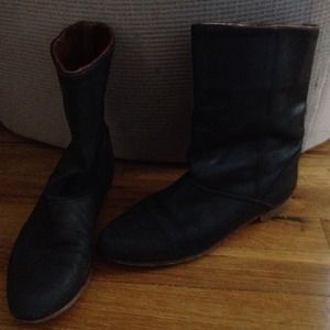 Mid-calf length "leather sole" boots
