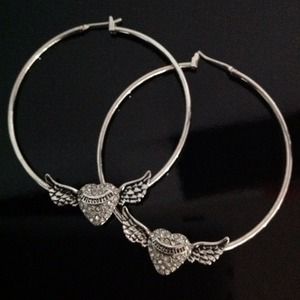 Authentic Juicy Couture heart-winged Hoop Earrings