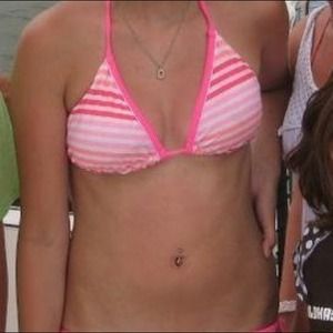 Pink striped bathing suit