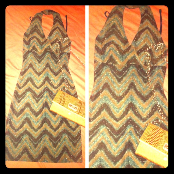 SOLD. Chevron stripes ,shimmers dress