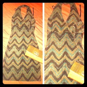 SOLD. Chevron stripes ,shimmers dress