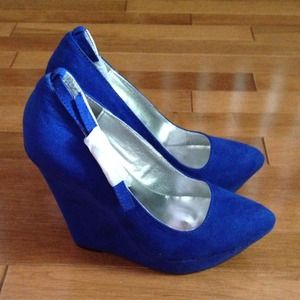 Cobalt blue maryjane wedges