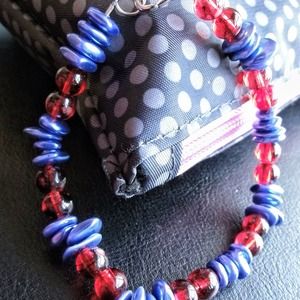 Red and blue beaded bracelet