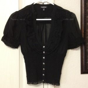 ❌SOLD❌ amylynne914 bebe black blouse w/ ruffle