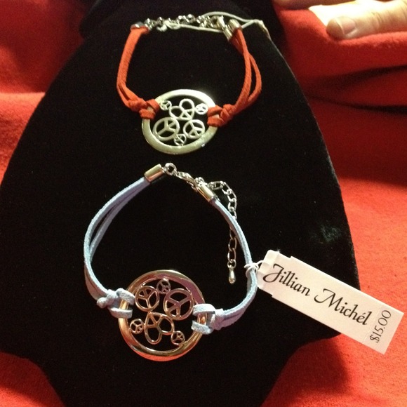 Jillian Michel  decorative peace symbol bracelets
