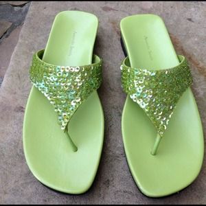 Amanda Smith lime green sequenced sandals. 7.5