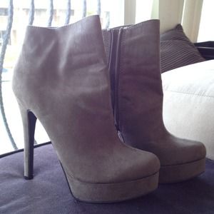 Gray suede platform booties