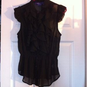 💢SOLD💢 Black sheer ruffle shirt