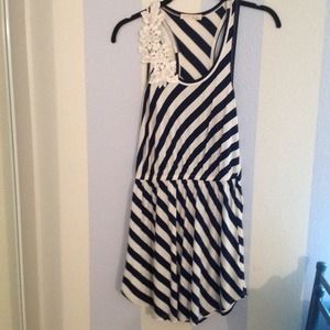 Navy Creme stripped dress