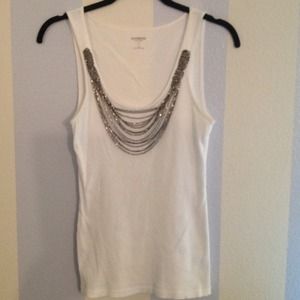 White tank with sewn in bling!!