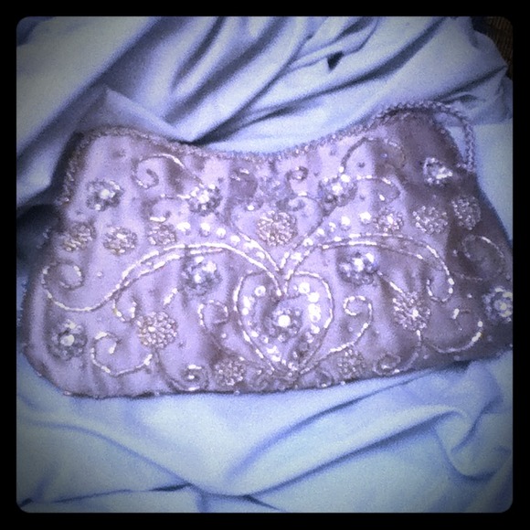 RESERVED!! Silver beaded clutch