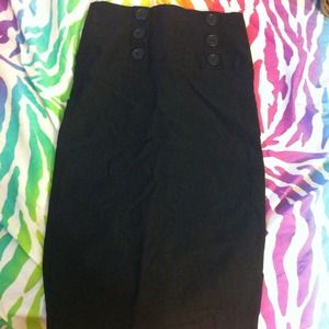 black button pencil skirt