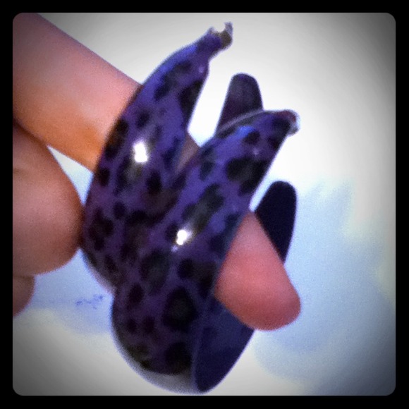 SOLD! Purple Cheetah Open Hoop Earrings