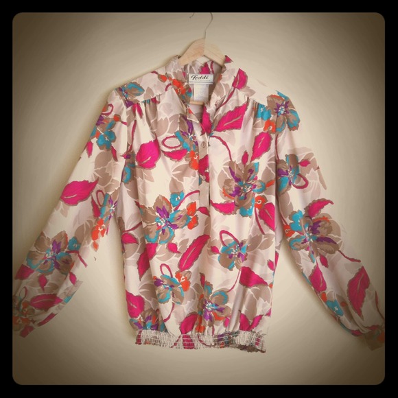 Vintage Multi-color Floral Blouse