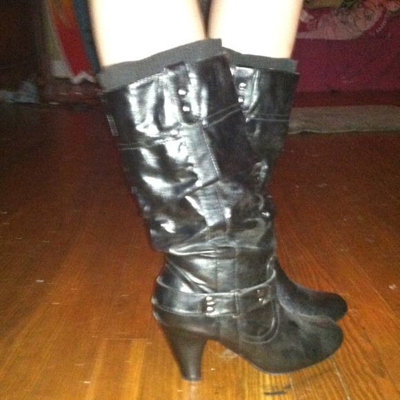 Black leather boots