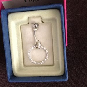 14K White Gold Belly Button Decor...