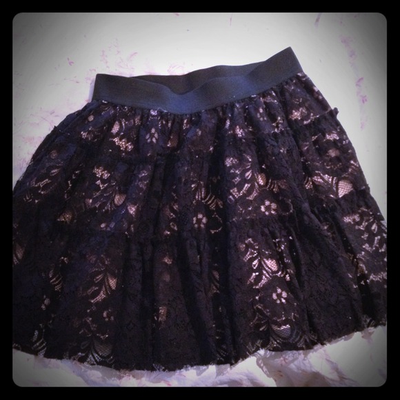 Black lace and creme skirt