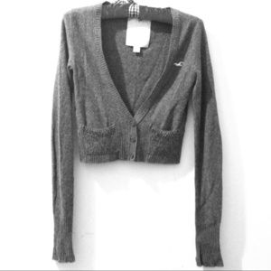 ADORABLE gray Hollister cropped beaded cardigan