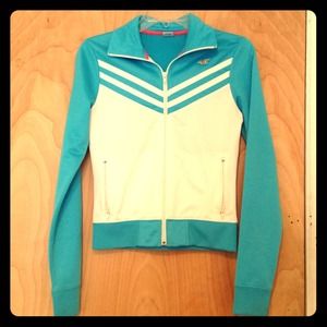 Hollister Co. white & turquoise track jacket