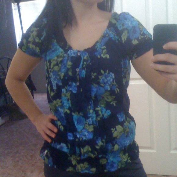 A&F sheer floral blouse