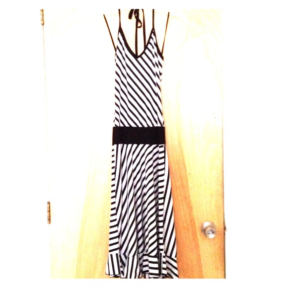 Black & White striped halter sundress