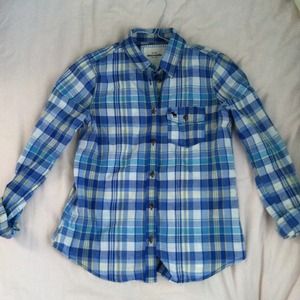 Abercrombie blue plaid shirt, barely worn!