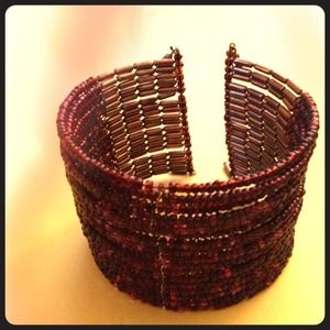 Brown beaded cuff bracelet