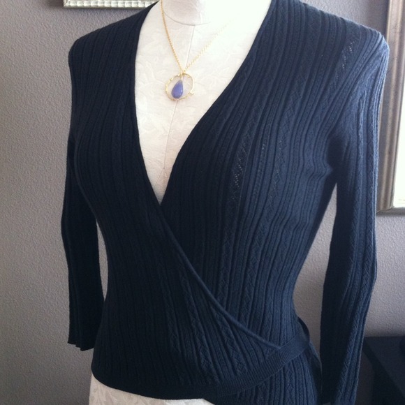 Banana Republic black ballet wrap sweater