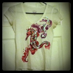 Watercolor Sea Horse V-Neck