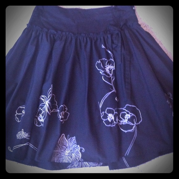 SOLD!Flower Stitched A-line Skirt