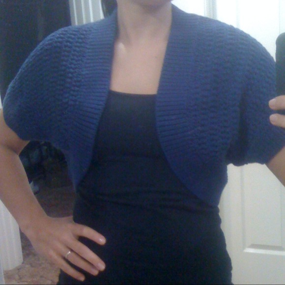 Navy blue knit shawl