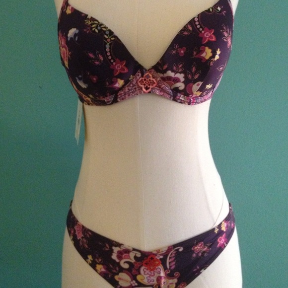 NWT Aubade Floral/Paisley Bikini 34B & Sm. Bottoms