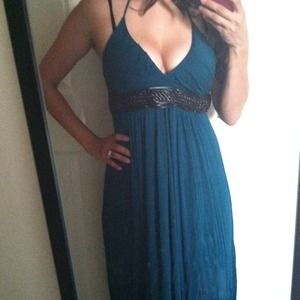 Deep green floor length dress