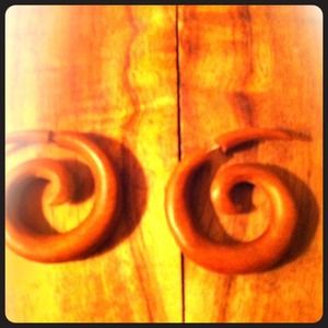 Spiral wood earrings