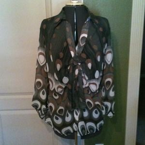 Tops - Sheer peacock print blouse Tops - Sheer peacock print blouse