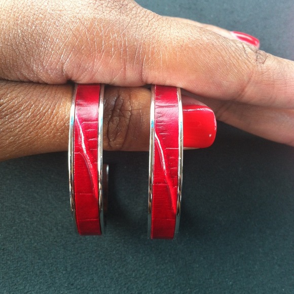 **SOLD** Leather animal print hoops