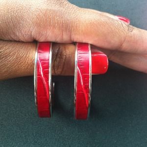 **SOLD** Leather animal print hoops