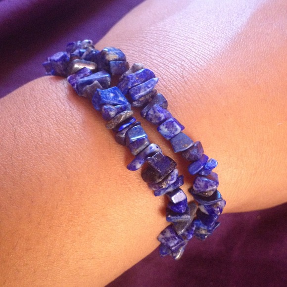 2 stretchy Lapis Lazuli bracelets.