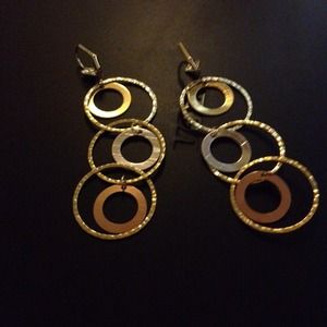Tri color, double hoop, drop earrings