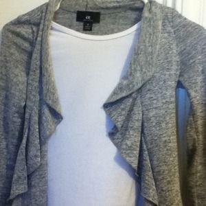 White tank with attached grey cartigan